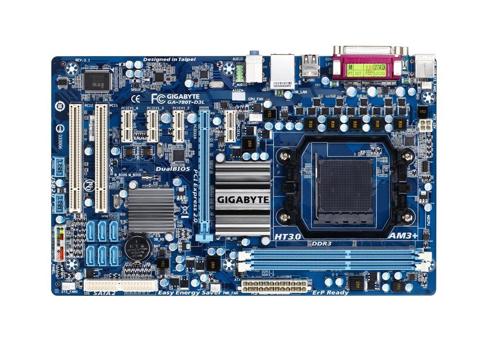 GA-780T-D3L Gigabyte Socket AM3+ AMD 760G + SB710 Chipset AMD AM3 Phenom II/ AMD Athlon II Processors Support DDR3 2x DIMM 6x SATA 3.0Gb/s ATX Motherboard (Refurbished)