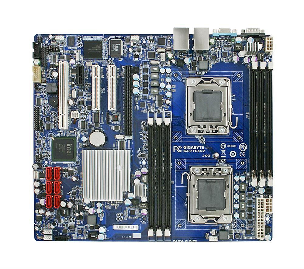 GA-7TCSV2 Gigabyte Socket LGA 1366 Intel 5500/ ICH10R Chipset Dual Xeon 5500/5600 Series Processors Support DDR3 6x DIMM 6x SATA 3.0Gb/s CEB Motherboard (Refurbished)
