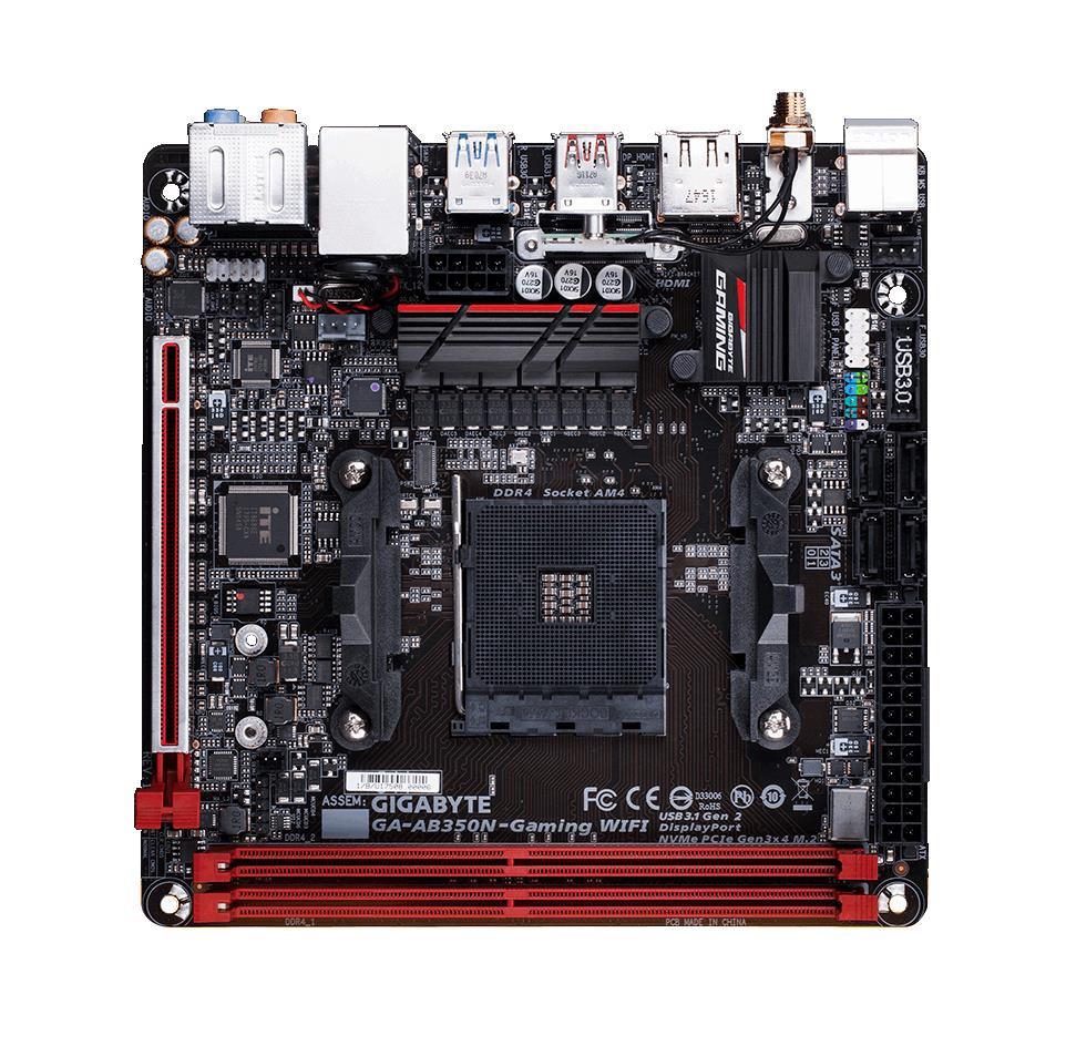 GA-AB350N-Gaming WIFI Gigabyte Socket AM4 AMD B350 Chipset AMD Ryzen / AMD 7th Generation A-series/ Athlon Processors Support DDR4 2x DIMM 4x SATA 6.0Gb/s Mini-ITX Motherboard  (Refurbished)