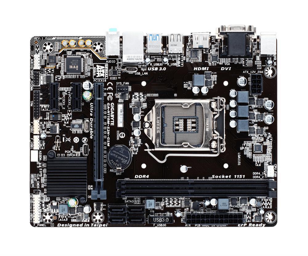 GA-H110M-H DDR4 Gigabyte Socket LGA 1151 Intel H110 Express Chipset 7th/6th Generation Core i7 / i5 / i3 / Pentium / Celeron Processors Support DDR4 2x DIMM 4x SATA 6.0Gb/s Micro-ATX Motherboard (Refurbished)