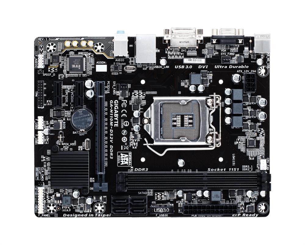 GA-H110M-S2PH DDR3 Gigabyte Socket LGA 1151 Intel H110 Express Chipset 7th/6th Generation Core i7 / i5 / i3 / Pentium / Celeron Processors Support DDR3 2x DIMM 4x SATA 6.0Gb/s Micro-ATX Motherboard (Refurbished)