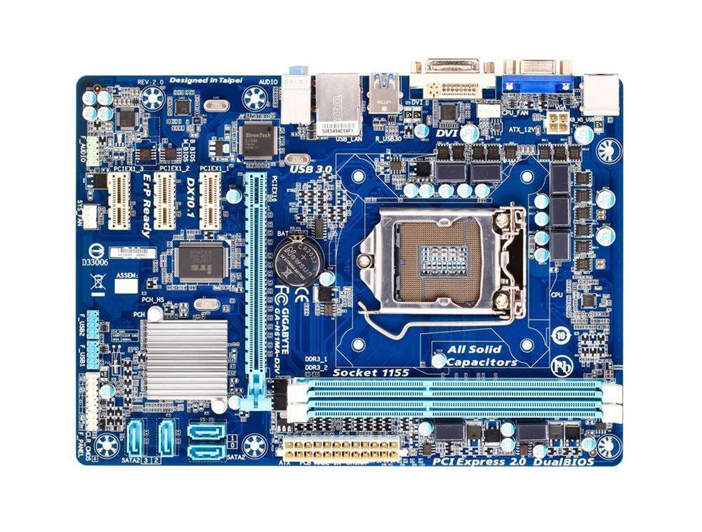 GA-H61MA-D2V Gigabyte Socket LGA 1155 Intel H61 Express Chipset Core i7 / i5 / i3 / Pentium / Celeron Processors Support DDR3 2x DIMM 4x SATA 3.0Gb/s Micro-ATX Motherboard (Refurbished)