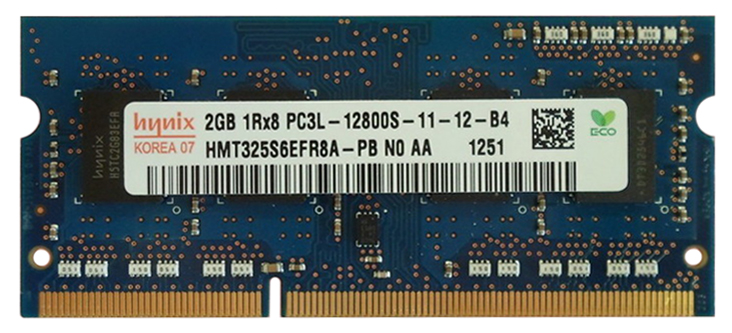 HMT325S6EFR8A-PB Hynix 2GB PC3-12800 DDR3-1600MHz non-ECC Unbuffered CL11 204-Pin SoDimm 1.35V Low Voltage Single Rank Memory Module
