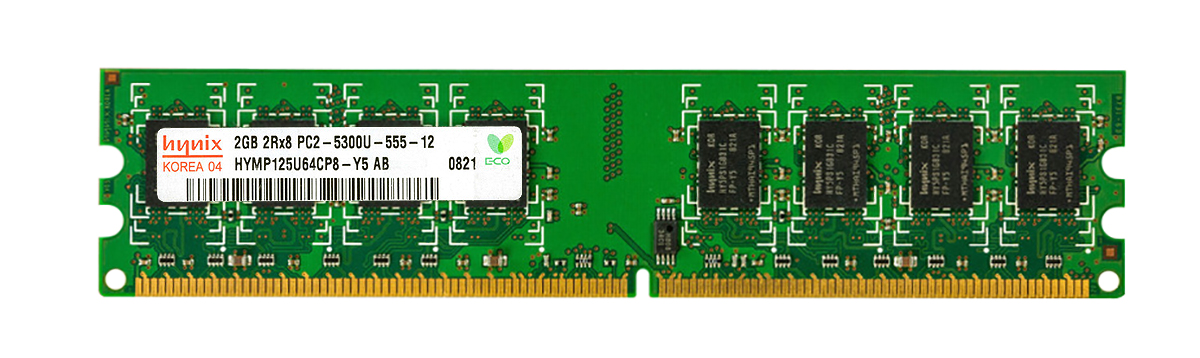 HYMP125U64CP8-Y5 Hynix 2GB PC2-5300 DDR2-667MHz non-ECC Unbuffered CL5 240-Pin DIMM Dual Rnk Memory Module