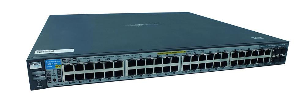 J8693A HP E3500yl-48G-PoE 48-Ports Layer-3 Managed Gigabit Ethernet Switch 48 x 10/100/1000Base-T LAN 1 x Expansion Slot 4 x SFP (mini-GBIC) (Refurbis (Refurbished)