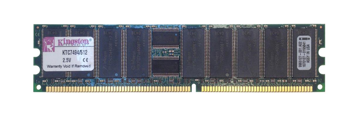 KTC7494/512 Kingston 512MB PC2100 DDR-266MHz Registered ECC CL2.5 184-Pin DIMM 2.5V Memory Module for HP/Compaq 287496-B21, 300700-001, 351108-B21