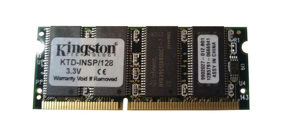 KTD-INSP/128 Kingston 128MB PC66 66MHz non-ECC Unbuffered 144-Pin SoDimm Memory Module