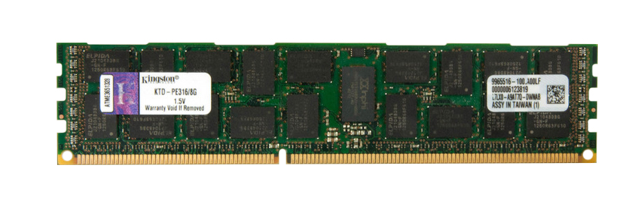 KTD-PE316/8G Kingston 8GB PC3-12800 DDR3-1600MHz ECC Registered CL11 240-Pin DIMM Dual Rank Memory Module for Dell A5816804; A5816812; A5816819