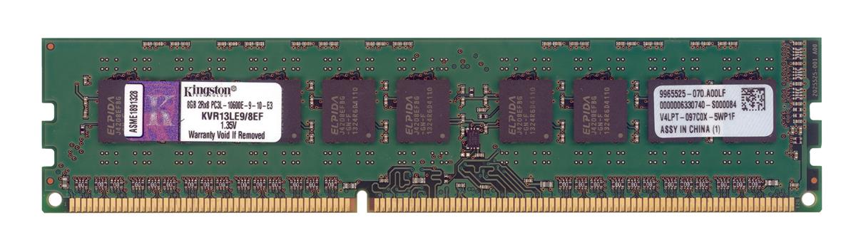 KVR13LE9/8EF Kingston 8GB PC3-10600 DDR3-1333MHz ECC Unbuffered CL9 240-Pin DIMM 1.35V Low Voltage Memory Module w/TS (Elpida F)