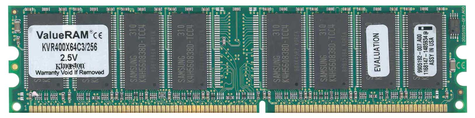 KVR400X64C3/256 Kingston 256MB PC3200 DDR-400MHz non-ECC Unbuffered CL3 184-Pin DIMM Memory Module