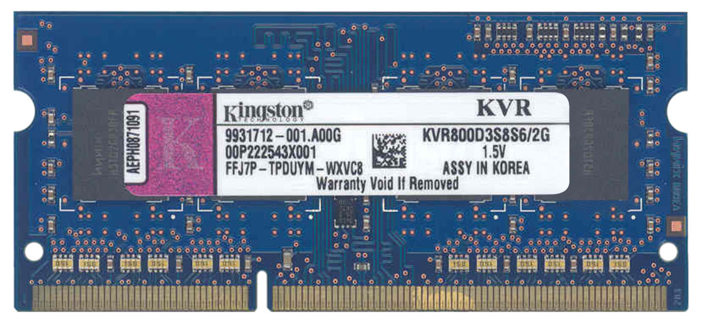 KVR800D3S8S6/2G Kingston 2GB SoDimm PC6400 Memory