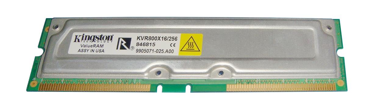 KVR800X16/256 Kingston 256MB Rambus PC800 800MHz non-ECC 45ns 184-Pin RDRAM RIMM Memory Module