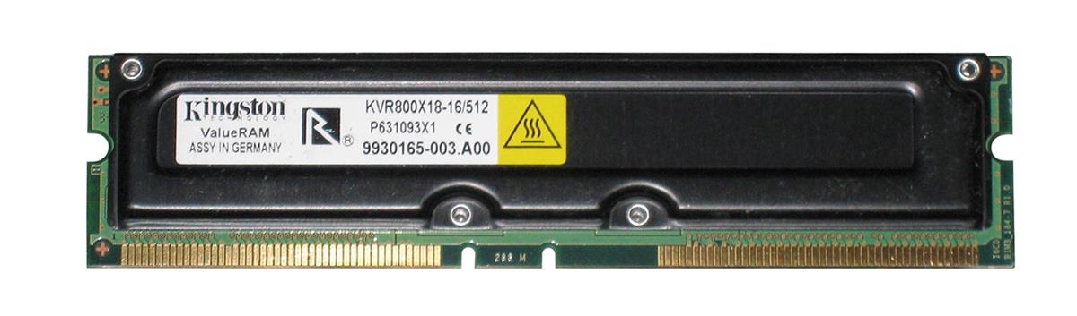 KVR800X18-16/512 Kingston 512MB RDRAM 800MHz 184-PIN ECC 16-Device