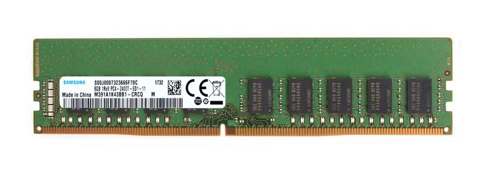 M391A1K43BB1-CRCQ Samsung 8GB PC4-19200 DDR4-2400MHz ECC Unbuffered CL17 288-Pin DIMM 1.2V Single Rank Memory Module