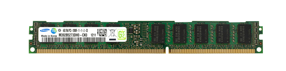 M392B5273DH0-CK0 Samsung 4GB PC3-12800 DDR3-1600MHz ECC Registered CL11 240-Pin DIMM Very Low Profile (VLP) Dual Rank Memory Module
