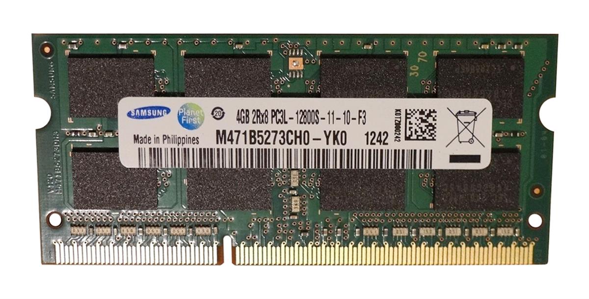 M471B5273DH0-YK0 Samsung 4GB PC3-12800 DDR3-1600MHz non-ECC Unbuffered CL11 204-Pin SoDimm 1.35V Low Voltage Dual Rank Memory Module