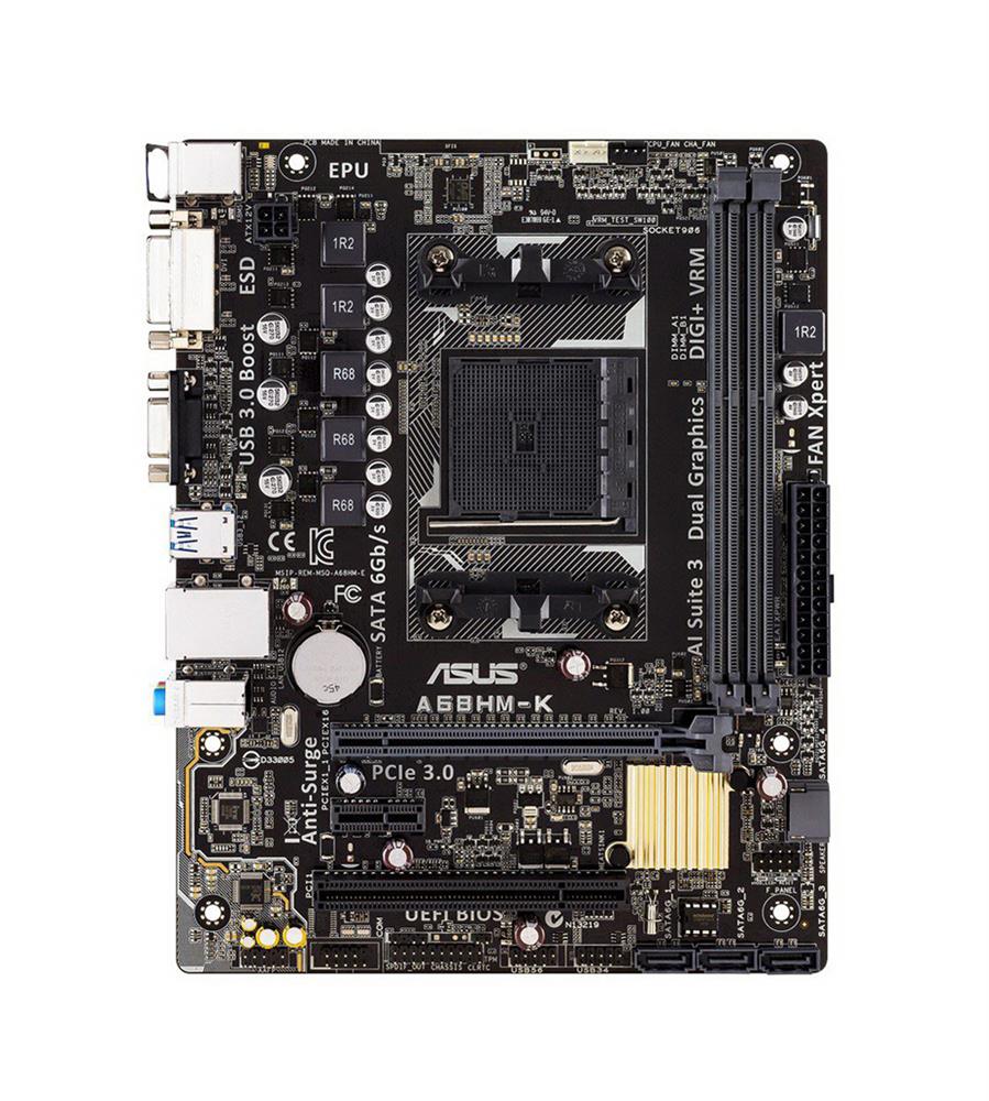 MB-A68HM-K ASUS A68HM-K Socket FM2+ AMD A68H Chipset AMD Athlon/ AMD A-Series Processors Support DDR3 2x DIMM 4x SATA 6.0G/s Micro-ATX Motherboard (Refurbished)