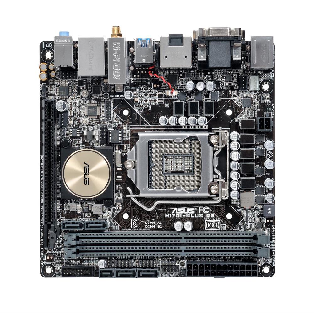 MBH17IPD3 ASUS H170I-PLUS D3 LGA1151 Intel H170 Chipset Core i7 / i5 / i3 / Pentium / Celeron Processors Support DDR3 2x DIMM 4x SATA 6.0Gb/s Mini-ITX Motherboard (Refurbished)