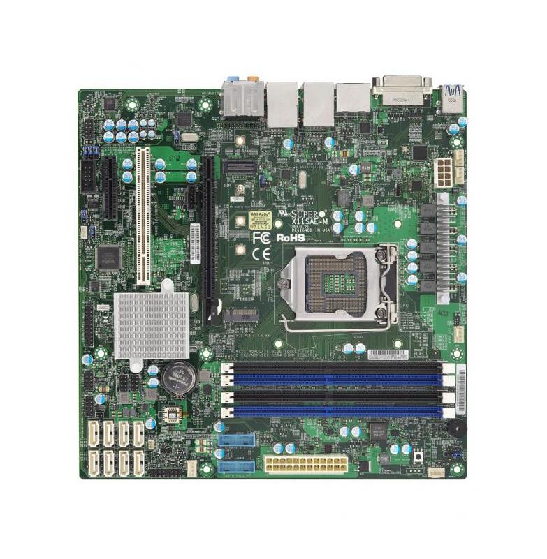 MBX11SAM SuperMicro X11SAE-M Socket LGA 1151 Intel C236 Chipset Xeon E3-1200 v5/v6 Processors Support DDR4 4x DIMM 8x SATA3 6.0Gb/s Micro-ATX Server Motherboard (Refurbished)
