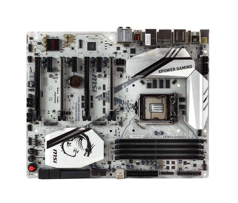 MBZ17AXPG MSI Z170A XPOWER GAMING TITANIUM EDITION Socket LGA 1151 Intel Z170 Express Chipset 6th Generation Core i7 / i5 / i3 / Pentium / Celeron Processors Support DDR4 4x DIMM 8x SATA 6.0Gb/s ATX Motherboard (Refurbished)