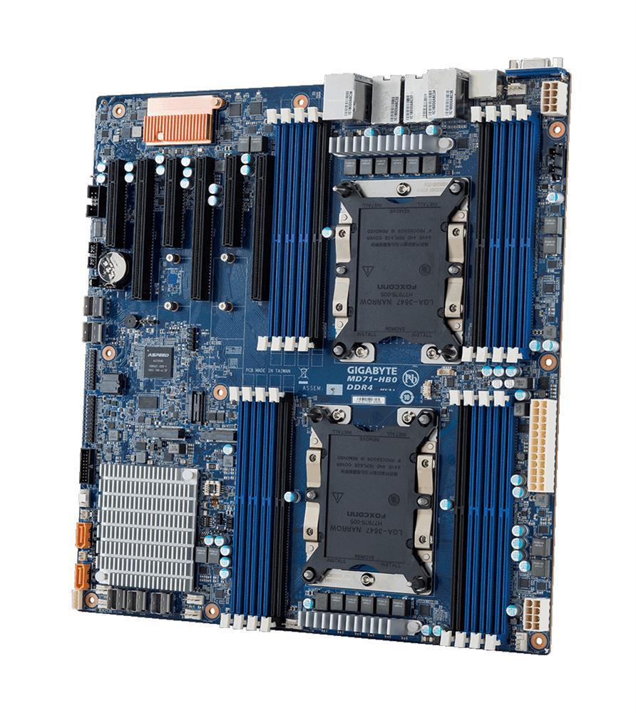 MD71-HB0 Gigabyte Dual Socket LGA 3647 Intel C622 Express Chipset Xeon Scalable Family/ Xeon Platinum/ Gold/ Silver/ Bronze Processors Support DDR4 16x DIMM 12x SATA 6.0Gb/s Extended ATX Server Motherboard (Refurbished)
