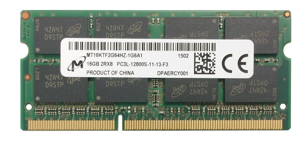 MT16KTF2G64HZ-1G6A1 Micron 16GB PC3-12800 DDR3-1600MHz non-ECC Unbuffered CL11 204-Pin SoDimm 1.35V Low Voltage Dual Rank Memory Module