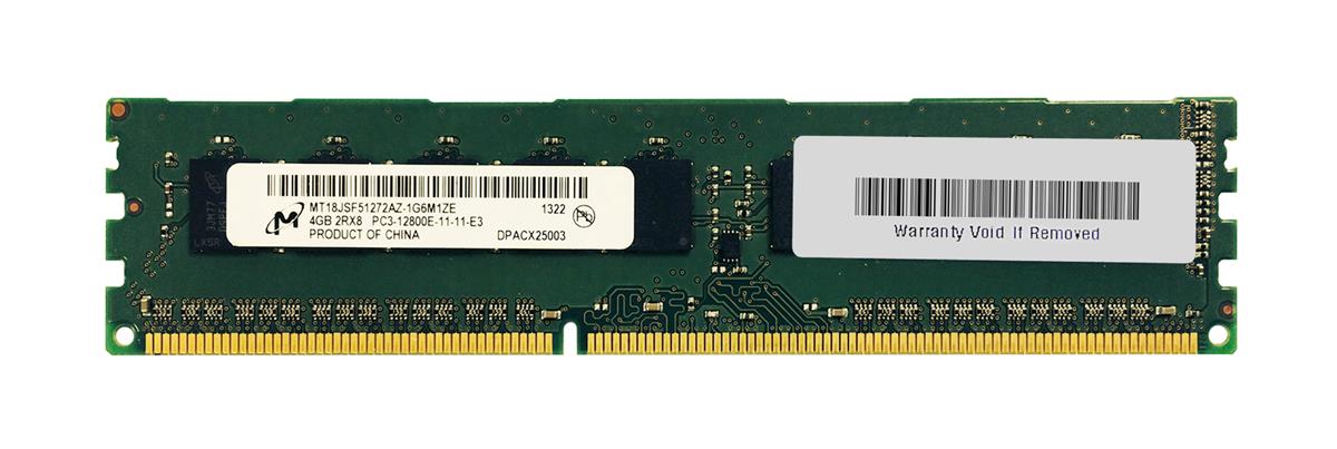 MT18JSF51272AZ-1G6M1ZE Micron 4GB PC3-12800 DDR3-1600MHz ECC Unbuffered CL11 240-Pin DIMM Dual Rank Memory Module
