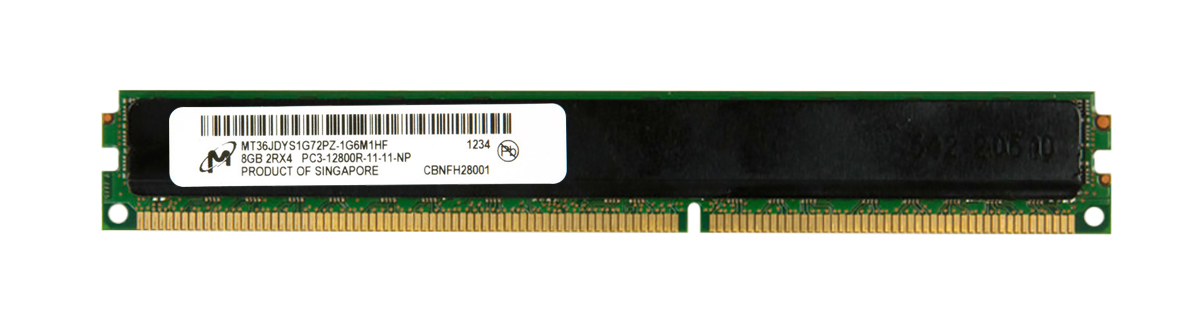 MT36JDYS1G72PZ-1G6M1 Micron 8GB PC3-12800 DDR3-1600MHz ECC Registered CL11 240-Pin Dual Rank Low VLP Memory Module