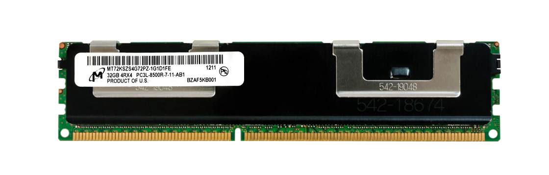 MT72KSZS4G72PZ-1G1 Micron 32GB PC3-8500 DDR3-1066MHz ECC Registered CL7 240-Pin DIMM 1.35V Low Voltage Quad Rank Memory Module