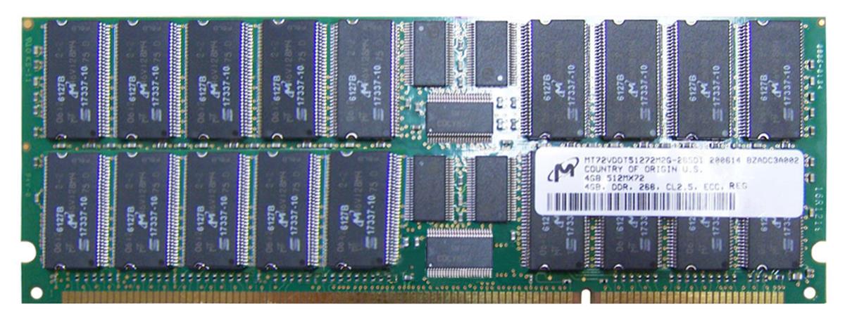 MT72VDDT51272M2G-265 Micron 4GB PC2100 DDR-266MHz Registered ECC CL2.5 184-Pin DIMM 2.5V Memory Module