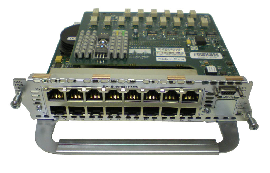 NM-16ESW-PWR-1GIG Cisco 16-Ports RJ-45 10BaseT/100BaseTX 100Mbps Autosensing Ports Ethernet Switch (Refurbished)