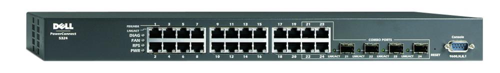 R7768 Dell PowerConnect 5324 24-Ports 10/100/1000 + 4 x Shared SFP Gigabit Ethernet Switch (Refurbished)