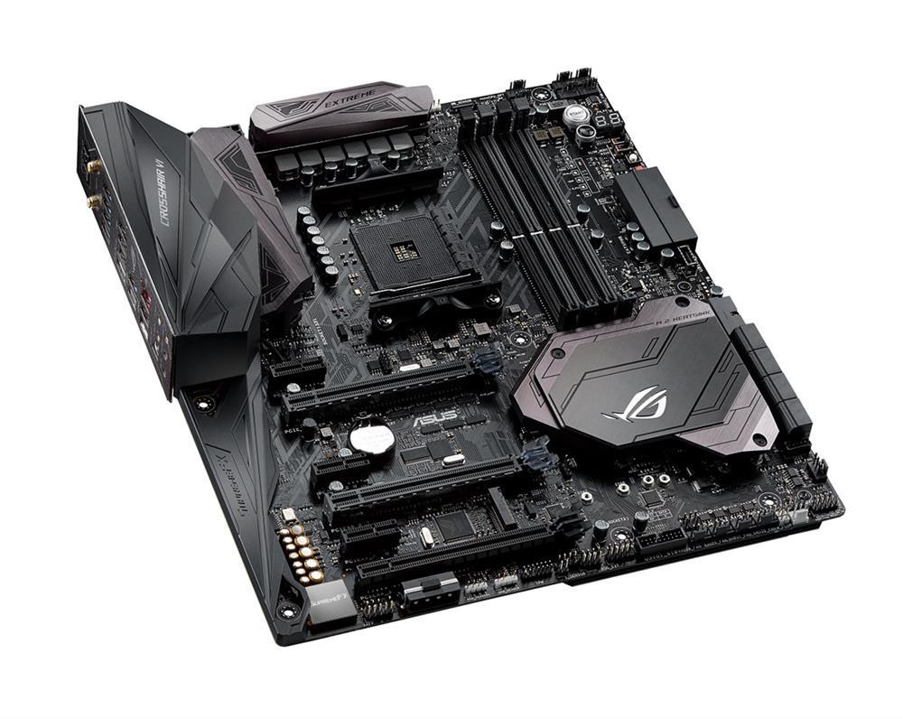 ROG CROSSHAIR VI EXTREME Asus Socket AM4 AMD X370 Chipset AMD Ryzen 7th Generation A-Series/ Athlon Processors Support DDR4 4x DIMM 8x SATA 6.0Gb/s Extended-ATX Motherboard (Refurbished)
