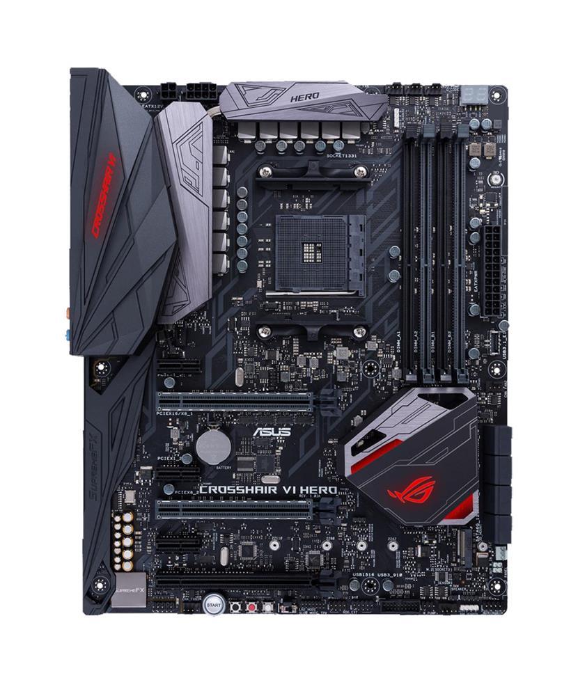 ROG CROSSHAIR VI HERO Asus Socket AM4 AMD X370 Chipset AMD Ryzen 7th Generation A-Series/ Athlon Processors Support DDR4 4x DIMM 8x SATA 6.0Gb/s ATX Motherboard (Refurbished)