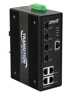 SISGM1040-244-LRT Transition Networks 4-Ports 10/ 100/ 1000Base-T + (4) 100/1000 SFP Managed Industrial Switch (Refurbished)
