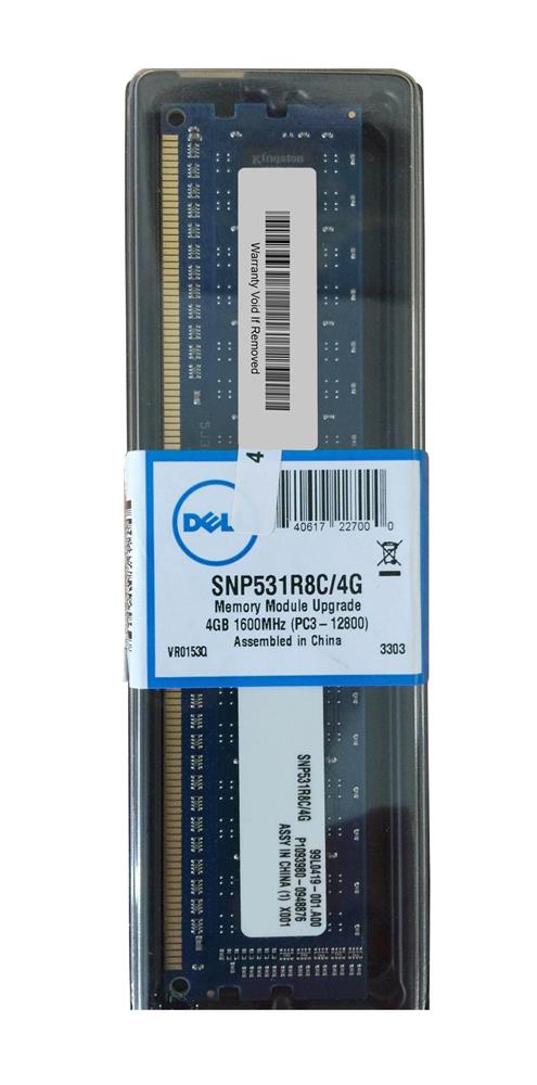 SNP531R8C/4G Dell 4GB PC3-12800 DDR3-1600MHz non-ECC Unbuffered CL11 240-Pin DIMM Single Rank Memory Module