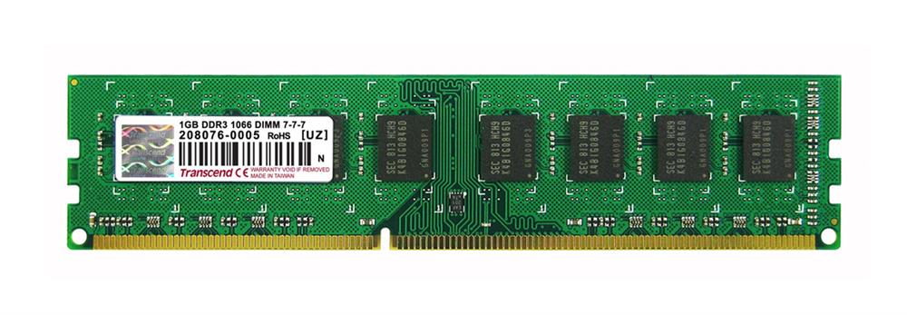 TS128MLK64V1U Transcend 1GB PC3-8500 DDR3-1066MHz non-ECC Unbuffered CL7 240-Pin DIMM Single Rank Memory Module