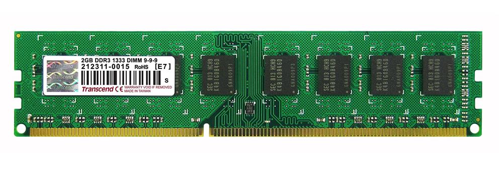 TS256MLK64V3U Transcend 2GB PC3-10600 DDR3-1333MHz non-ECC Unbuffered CL9 240-Pin DIMM Dual Rank Memory Module