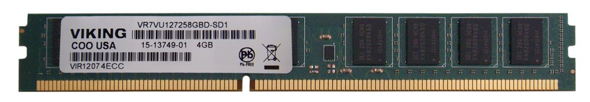 VR7VU127258GBD-SD1 Viking 4GB PC3-10600 DDR3-1333MHz ECC Unbuffered CL9 240-Pin DIMM 1.35V Low Voltage Very Low Profile (VLP) Dual Rank Memory Module