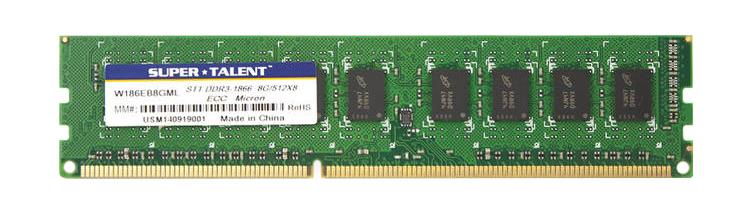 W186EB8GML Super Talent 8GB PC3-14900 DDR3-1866MHz ECC Unbuffered CL13 240-Pin DIMM 1.35V Low Voltage Dual Rank Memory Module