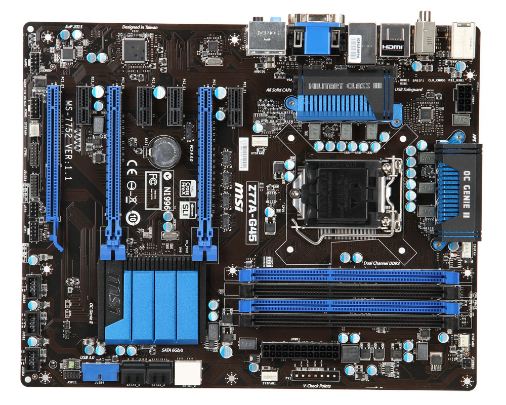Z77A-G45-A1 MSI Socket LGA 1155 Intel Z77 Express Chipset Core i7 Processors Support DDR3 4x DIMM 2x SATA 6.0Gb/s ATX Motherboard (Refurbished)