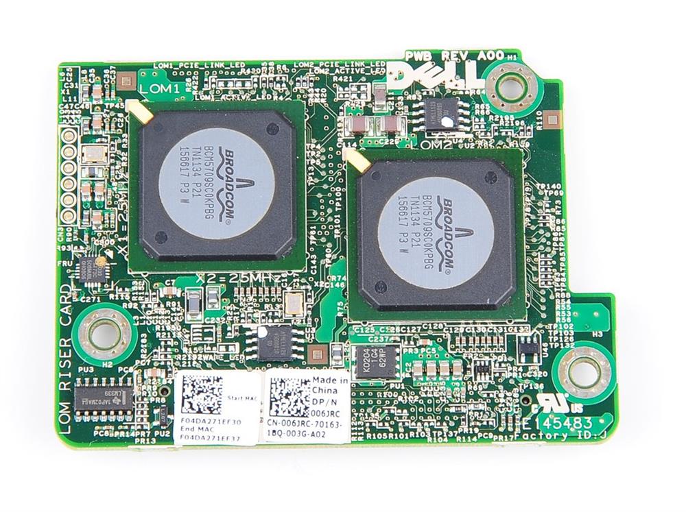 006JRC Dell Broadcom 5709s 4-Port 10GbE Embedded Mezzanine Network Interface Card