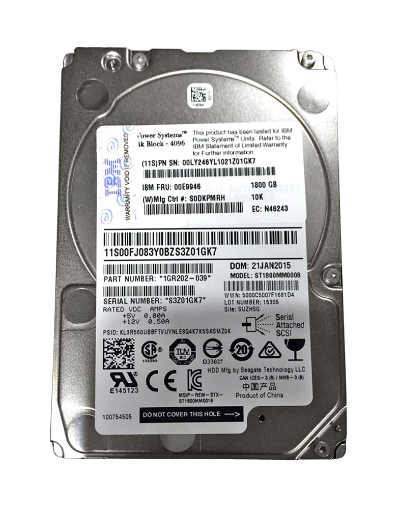 00LY246 IBM 1.8TB 10000RPM SAS 12Gbps (4K) 2.5-inch Internal Hard Drive for AIX and Linux Based Server Systems