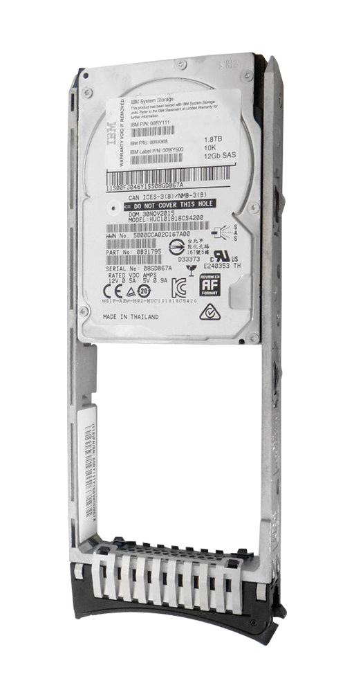 00RY111 IBM 1.8TB 10000RPM SAS 12Gbps 128MB Cache (4K) 2.5-inch Internal Hard Drive for Storwize V7000 Gen2