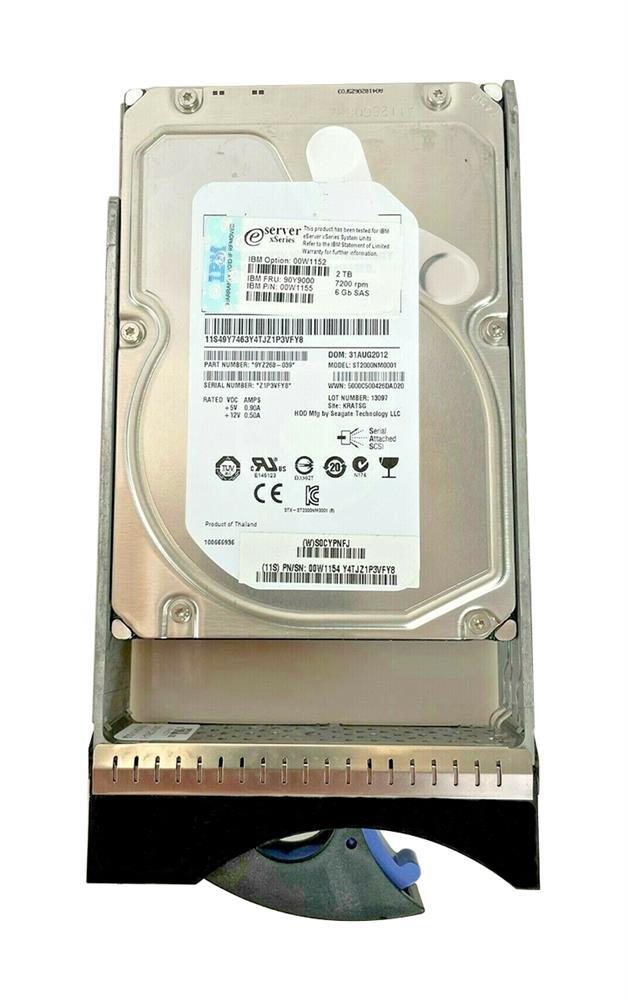 00W1152-A1 IBM 2TB 7200RPM SAS 6Gbps Nearline 16MB Cache 3.5-inch Internal Hard Drive