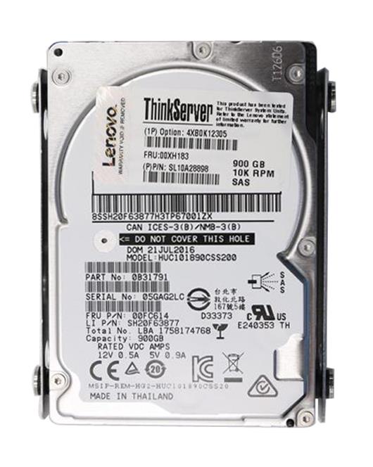 00XH183 Lenovo 900GB 10000RPM SAS 12Gbps 2.5-inch Internal Hard Drive
