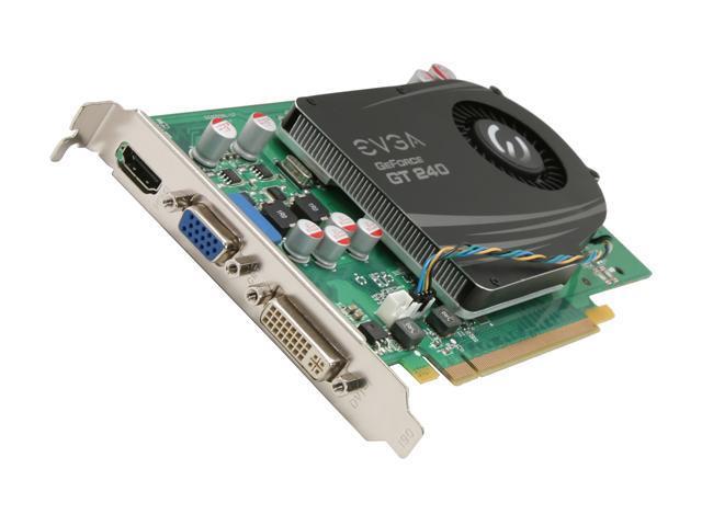 01G-P3-1246-LA EVGA Nvidia GeForce GT 240 1GB DDR5 128-Bit DVI/ D-Sub/ HDMI/ HDCP Ready PCI-Express 2.0 x16 Video Graphics Card