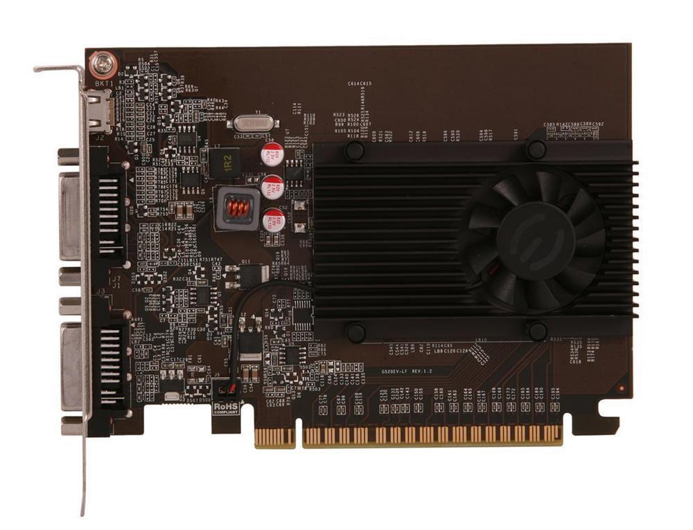 02G-P3-1527-BM EVGA Nvidia GeForce GT 520 2GB DDR3 64-Bit Dual DVI/ Mini-HDMI/ HDCP Ready PCI-Express 2.0 x16 Video Graphics Card