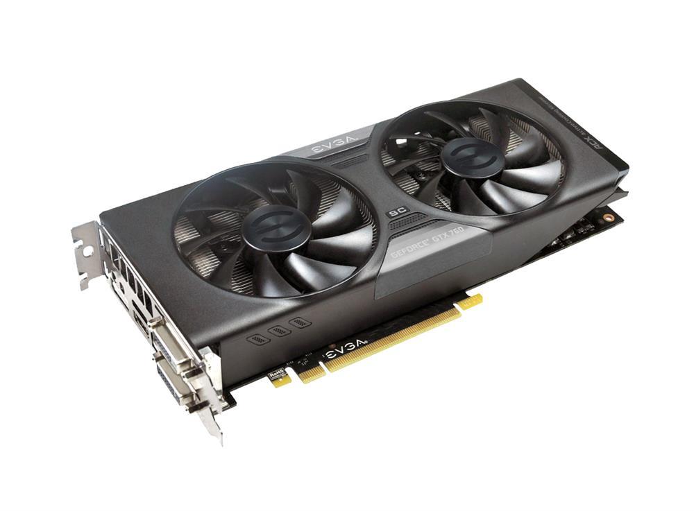 02G-P4-2765-B1 EVGA Nvidia GeForce GTX 760 Superclocked 2GB GDDR5 256-Bit HDMI / DisplayPort / Dual DVI / SLI Support PCI-Express 3.0 x16 Video Graphics Card with ACX Cooler