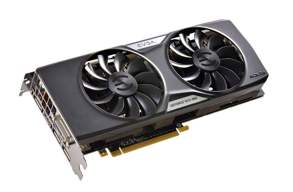 02GP42968 EVGA Nvidia GeForce GTX 960 2GB GDDR5 128-Bit Dual-Link DVI/ HDMI/ 3x DisplayPort/ HDCP Ready SLI Support PCI-Express 3.0 x16 Video Graphics Card with ACX Cooler 2.0